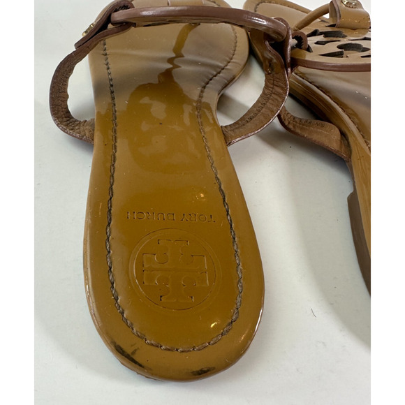 Tory Burch Miller Leather Thong Sandals Tan Beige Flip Flops Women's Size 9 M - Picture 15 of 16